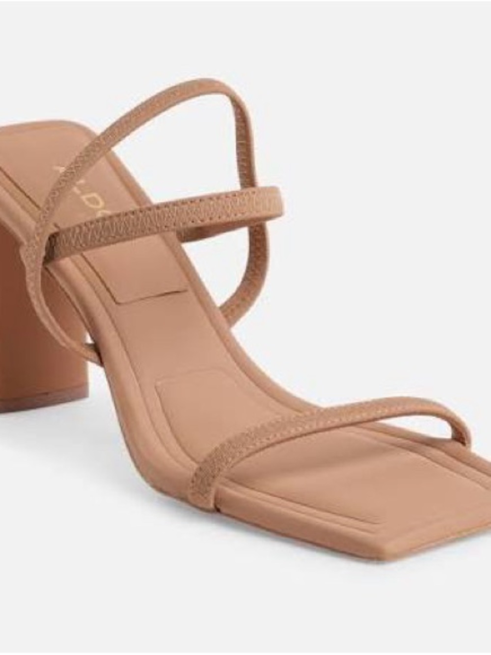 Aldo Okurra Tan Strappy Square-Toe Block Heel Sandal